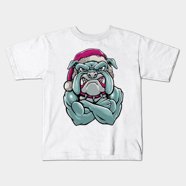 santa bulldog Kids T-Shirt by akmalzone